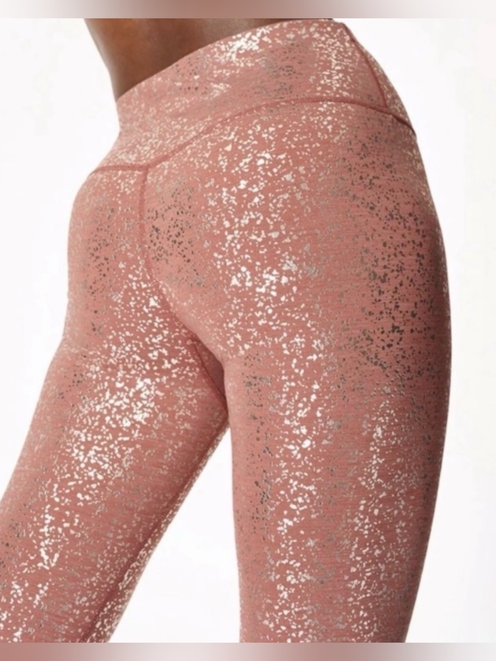 Sweaty Betty All Day Foil Leggings in Pink Terrazzo